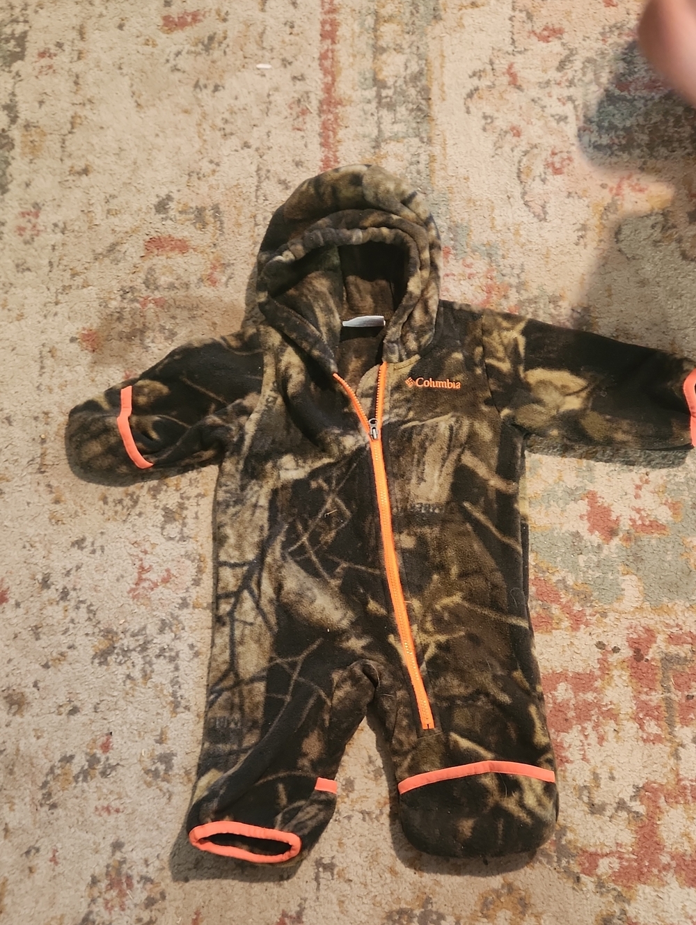 Columbia Kids Camouflage Fleece Hooded One-Piece with Orange Accents